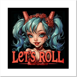Let's ROLL Cute Devil Girl Posters and Art